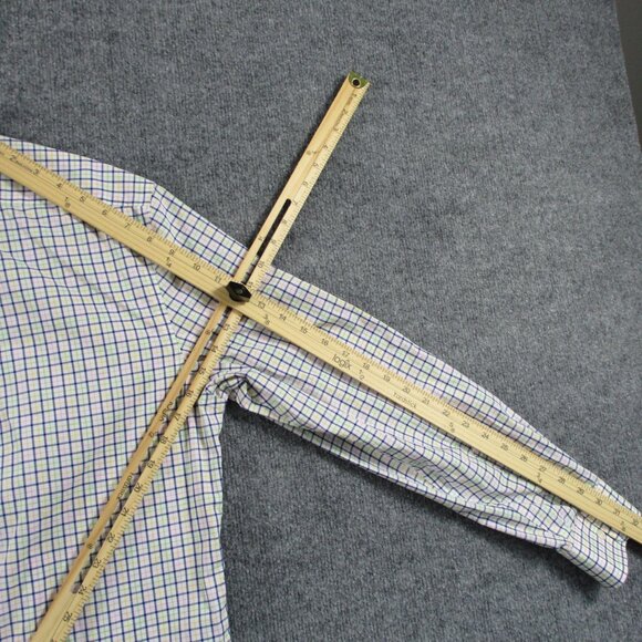 Ralph Lauren Shirt Mens L Blue Yellow Windowpane Plaid Button Down Stretch LRL - Picture 13 of 15